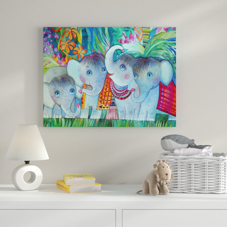 Zoomie Kids 'Baby Elephant' Print on Wrapped Canvas Wayfair